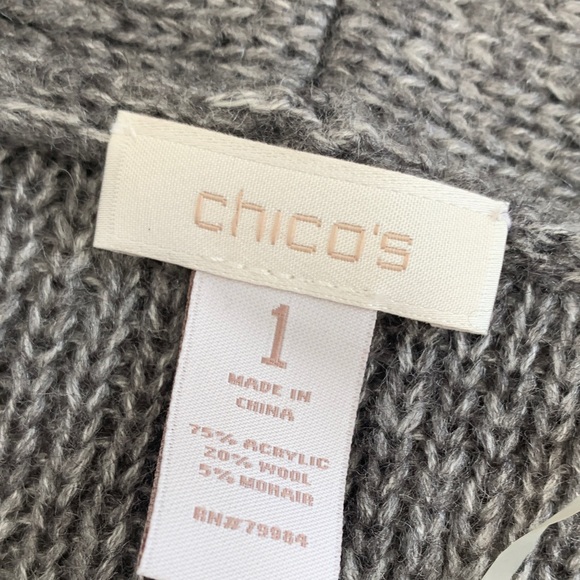 Chico's Gray Wool Blend Open Cardigan Soft Cable Knit Sweater - Picture 2 of 16